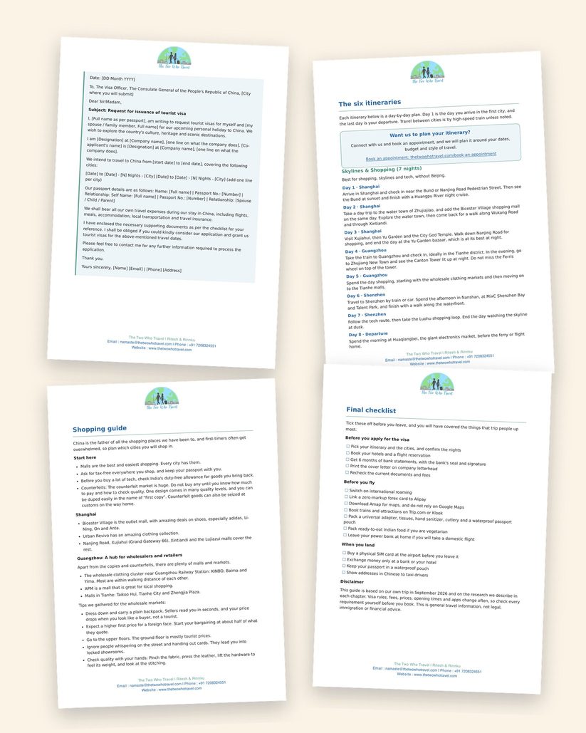 Four pages from the China Travel Guide