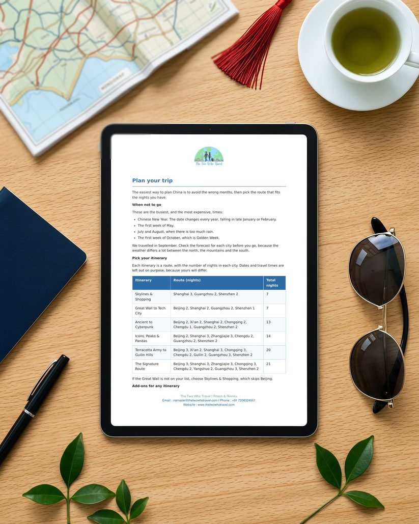 The Plan your trip page of the China Travel Guide on a tablet