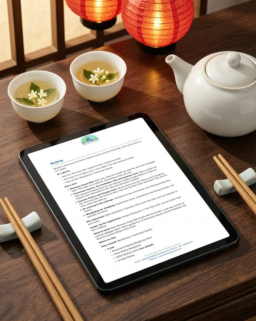 The Beijing chapter of the China Travel Guide on a tablet