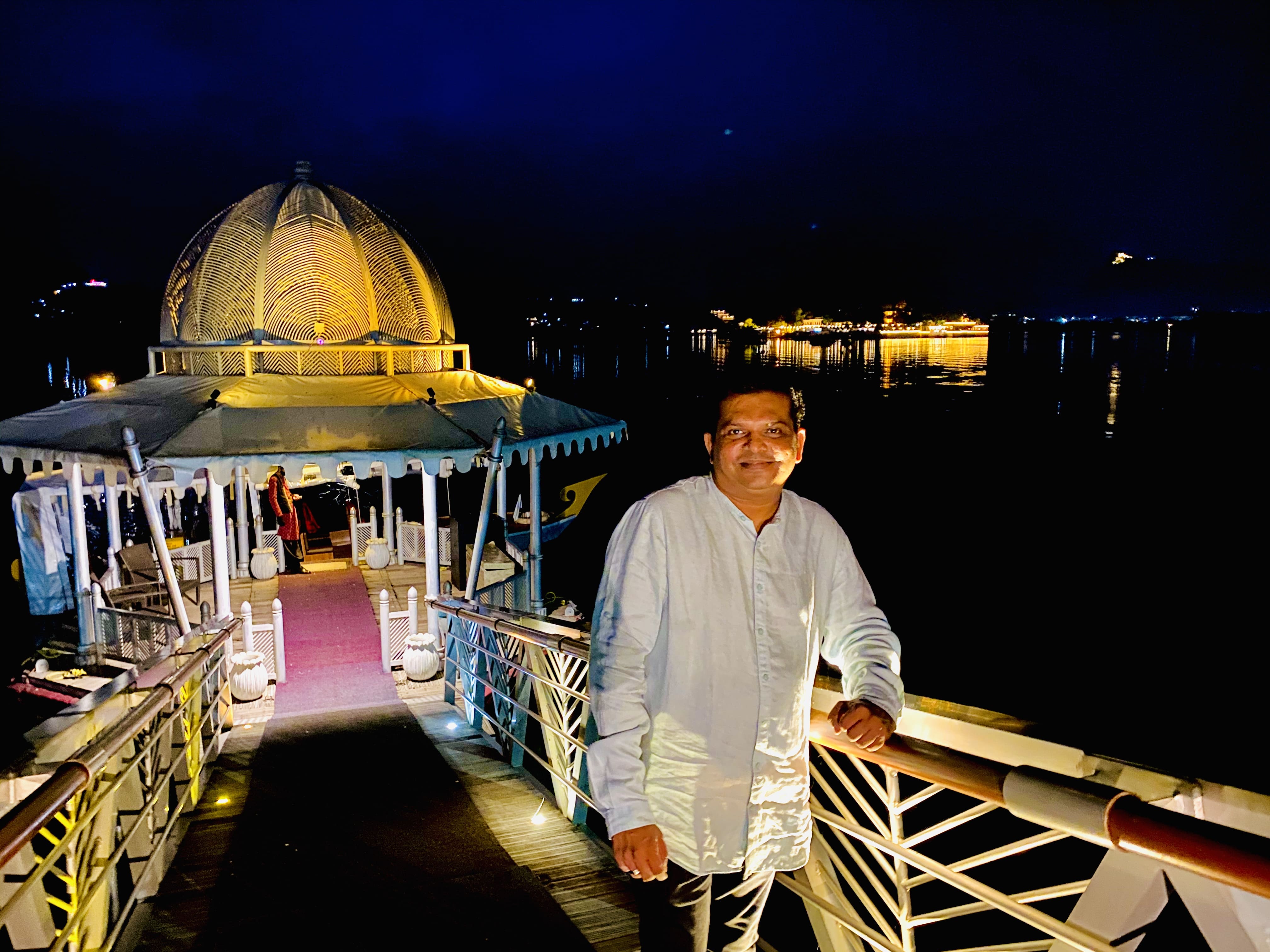 Night view of jetty & jag mandir of the udaipur